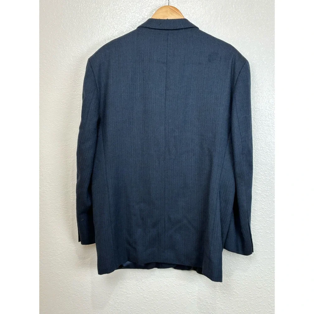 Methode Mens Blue Herringbone Blazer Three Button Sport Coat Jacket